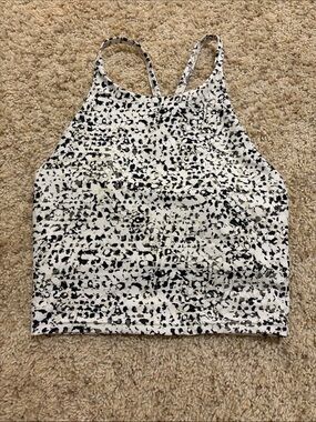 Old Navy White and Black Speckled Active Top